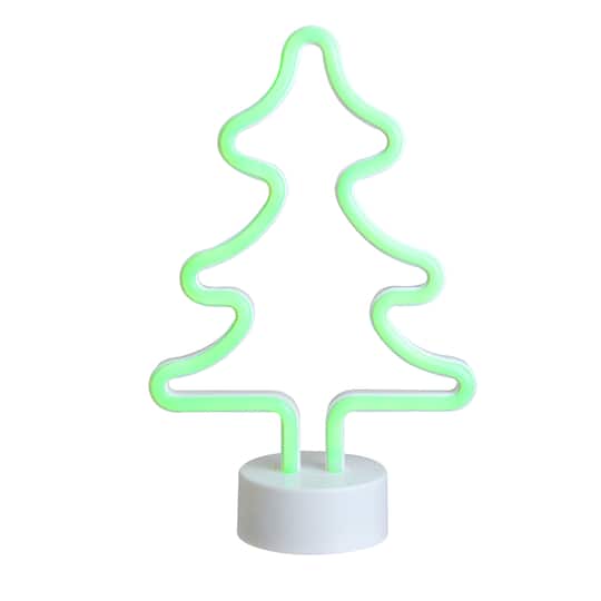 11&#x27;&#x27; Green LED Neon-Style Christmas Tree Tabletop Sign